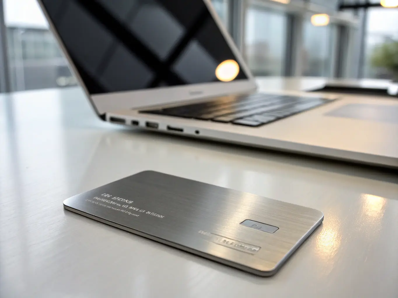A professional workspace showing a Brex corporate card on a desk with a laptop displaying financial data, symbolizing Brex's focus on modern financial solutions for businesses.