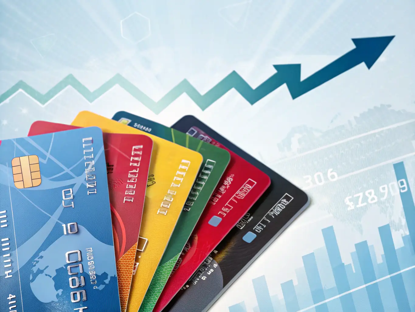 A visual representation of various credit cards and financial instruments offered by 2C2P, highlighting the diversity and flexibility of their product range.